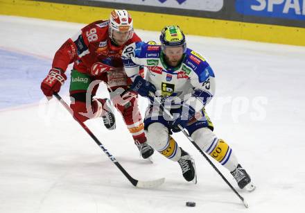 Eishockey ICE Bundesliga.  Winn2day ICE Hockey League. KAC gegen VSV. Daniel Obersteiner  (KAC),  Mark Katic  (VSV). Klagenfurt, am 27.12.2025.
Foto: Kuess
www.qspictures.net
---
pressefotos, pressefotografie, kuess, qs, qspictures, sport, bild, bilder, bilddatenbank