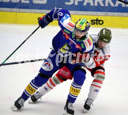 Eishockey ICE Bundesliga.  Winn2day ICE Hockey League. VSV gegen HCB Suedtirol Alperia  Maximilian Rebernig (VSV),  Enrico Miglioranzi  (Bozen). Villach, am 28.12.2025.
Foto: Kuess
www.qspictures.net
---
pressefotos, pressefotografie, kuess, qs, qspictures, sport, bild, bilder, bilddatenbank