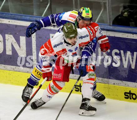 Eishockey ICE Bundesliga.  Winn2day ICE Hockey League. VSV gegen HCB Suedtirol Alperia  Brett Richie (VSV),   Daniel Mantenuto (Bozen). Villach, am 28.12.2025.
Foto: Kuess
www.qspictures.net
---
pressefotos, pressefotografie, kuess, qs, qspictures, sport, bild, bilder, bilddatenbank