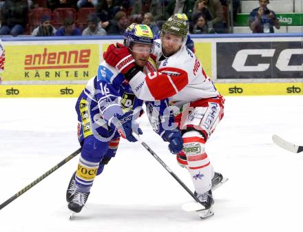 Eishockey ICE Bundesliga.  Winn2day ICE Hockey League. VSV gegen HCB Suedtirol Alperia  Kevin Hancock (VSV), Enrico Miglioranzi   (Bozen). Villach, am 28.12.2025.
Foto: Kuess
www.qspictures.net
---
pressefotos, pressefotografie, kuess, qs, qspictures, sport, bild, bilder, bilddatenbank