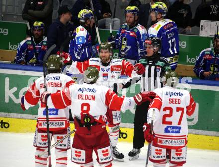 Eishockey ICE Bundesliga.  Winn2day ICE Hockey League. VSV gegen HCB Suedtirol Alperia   Torjubel Brad Mcclure  (Bozen). Villach, am 28.12.2025.
Foto: Kuess
www.qspictures.net
---
pressefotos, pressefotografie, kuess, qs, qspictures, sport, bild, bilder, bilddatenbank