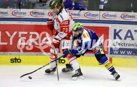 Eishockey ICE Bundesliga.  Winn2day ICE Hockey League. VSV gegen HCB Suedtirol Alperia  Steven Strong (VSV), Philip Samuelsson   (Bozen). Villach, am 28.12.2025.
Foto: Kuess
www.qspictures.net
---
pressefotos, pressefotografie, kuess, qs, qspictures, sport, bild, bilder, bilddatenbank
