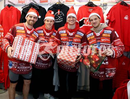 Eishockey ICE Bundesliga. KAC. Jan Mursak, David Waschnig, Thimo Nickl, Simeon Schwinger.  Klagenfurt, am 20.12.2025.
Foto: Kuess
www.qspictures.net
---
pressefotos, pressefotografie, kuess, qs, qspictures, sport, bild, bilder, bilddatenbank