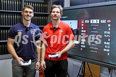 Eishockey ICE Bundesliga.  Winn2day ICE Hockey League. Vorschaufotos Derby  KAC gegen VSV.  Thomas Vallant (VSV),  David Maier (KAC). Klagenfurt, am 28.11.2025.
Foto: Kuess
www.qspictures.net
---
pressefotos, pressefotografie, kuess, qs, qspictures, sport, bild, bilder, bilddatenbank