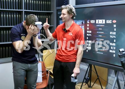 Eishockey ICE Bundesliga.  Winn2day ICE Hockey League. Vorschaufotos Derby  KAC gegen VSV.  Thomas Vallant (VSV),  David Maier (KAC). Klagenfurt, am 28.11.2025.
Foto: Kuess
www.qspictures.net
---
pressefotos, pressefotografie, kuess, qs, qspictures, sport, bild, bilder, bilddatenbank