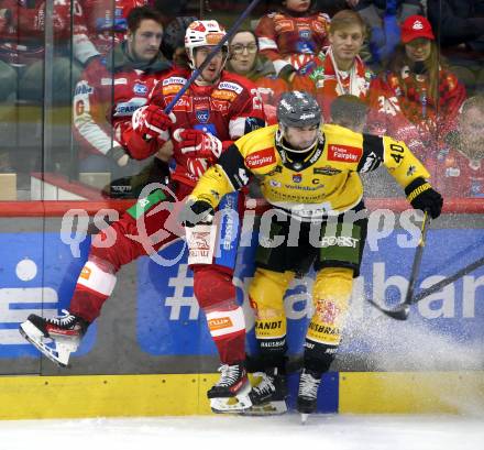 Eishockey ICE Bundesliga.  Winn2day ICE Hockey League. KAC gegen HC Falkenstein Pustertal.  Mario Kempe  (KAC),   Raphael Andergassen  (Pustertal). Klagenfurt, am 5.1.2026
Foto: Kuess
www.qspictures.net
---
pressefotos, pressefotografie, kuess, qs, qspictures, sport, bild, bilder, bilddatenbank