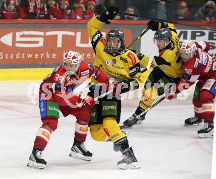 Eishockey ICE Bundesliga.  Winn2day ICE Hockey League. KAC gegen HC Falkenstein Pustertal.  Filip Simovic  (KAC),     Mikael Frycklund (Pustertal). Klagenfurt, am 5.1.2026
Foto: Kuess
www.qspictures.net
---
pressefotos, pressefotografie, kuess, qs, qspictures, sport, bild, bilder, bilddatenbank