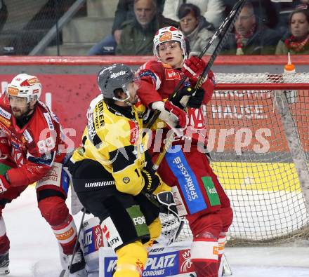 Eishockey ICE Bundesliga.  Winn2day ICE Hockey League. KAC gegen HC Falkenstein Pustertal.  Finn Van Ee  (KAC),    Markus Lauridsen (Pustertal). Klagenfurt, am 5.1.2026
Foto: Kuess
www.qspictures.net
---
pressefotos, pressefotografie, kuess, qs, qspictures, sport, bild, bilder, bilddatenbank