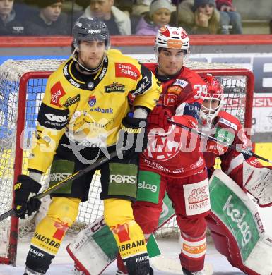 Eishockey ICE Bundesliga.  Winn2day ICE Hockey League. KAC gegen HC Falkenstein Pustertal.  Filip Simovic  (KAC),     Austin Rueschhoff (Pustertal). Klagenfurt, am 5.1.2026
Foto: Kuess
www.qspictures.net
---
pressefotos, pressefotografie, kuess, qs, qspictures, sport, bild, bilder, bilddatenbank