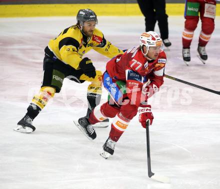 Eishockey ICE Bundesliga.  Winn2day ICE Hockey League. KAC gegen HC Falkenstein Pustertal.  Mathias From  (KAC), JC Lipon   (Pustertal). Klagenfurt, am 5.1.2026
Foto: Kuess
www.qspictures.net
---
pressefotos, pressefotografie, kuess, qs, qspictures, sport, bild, bilder, bilddatenbank