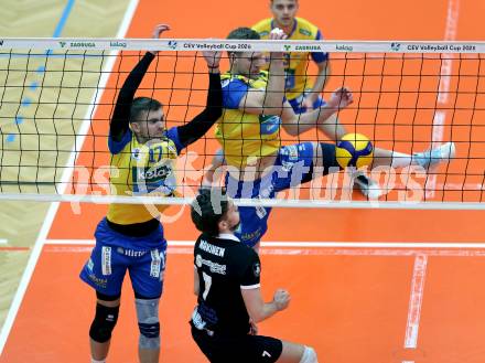 Volleyball CEV Cup.  SK Zadruga Aich/Dob gegen AKAA Volley (FIN).  Jiri Srb, Nicolai Grabmueller  (Aich/Dob). Bleiburg, am 7.1.2026.
Foto: Kuess
www.qspictures.net
---
pressefotos, pressefotografie, kuess, qs, qspictures, sport, bild, bilder, bilddatenbank