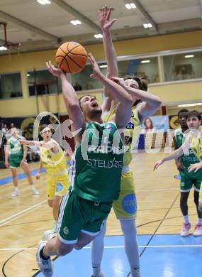 Basketball 2. Liga 2025/2026. Grunddurchgang 12. Runde.  Woerthersee Piraten gegen Basketball Klub Rapid Wien.   Emilio Rozmann (Piraten),  Armin Zebardjedan (Wien). Klagenfurt, am 6.1.2026
Foto: Kuess
---
pressefotos, pressefotografie, kuess, qs, qspictures, sport, bild, bilder, bilddatenbank