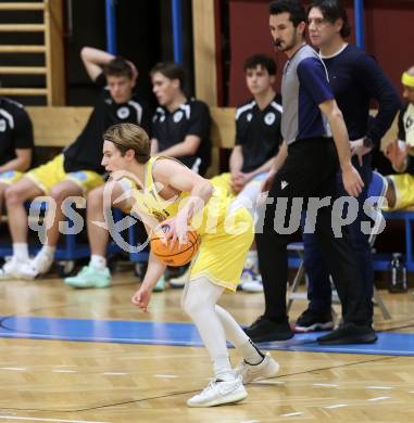 Basketball 2. Liga 2025/2026. Grunddurchgang 12. Runde.  Woerthersee Piraten gegen Basketball Klub Rapid Wien.  Emilio Rozmann (Piraten),  Klagenfurt, am 6.1.2026
Foto: Kuess
---
pressefotos, pressefotografie, kuess, qs, qspictures, sport, bild, bilder, bilddatenbank