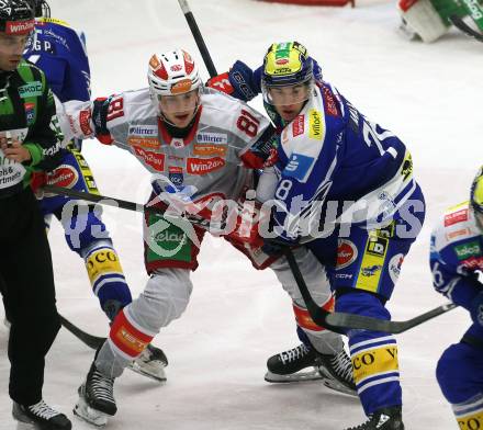 Eishockey ICE Bundesliga.  Winn2day ICE Hockey League. VSV gegen KAC. Felix Maxa  (VSV), Finn Van Ee   (KAC). Villach, am 9.1.2026.
Foto: Kuess
www.qspictures.net
---
pressefotos, pressefotografie, kuess, qs, qspictures, sport, bild, bilder, bilddatenbank