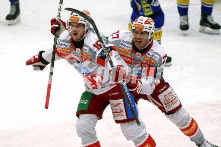 Eishockey ICE Bundesliga.  Winn2day ICE Hockey League. VSV gegen KAC.   Torjubel Simeon Schwinger, Mathias From  (KAC). Villach, am 9.1.2026.
Foto: Kuess
www.qspictures.net
---
pressefotos, pressefotografie, kuess, qs, qspictures, sport, bild, bilder, bilddatenbank