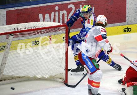 Eishockey ICE Bundesliga.  Winn2day ICE Hockey League. VSV gegen KAC. Felix Maxa  (VSV),  Mario Kempe  (KAC). Villach, am 9.1.2026.
Foto: Kuess
www.qspictures.net
---
pressefotos, pressefotografie, kuess, qs, qspictures, sport, bild, bilder, bilddatenbank
