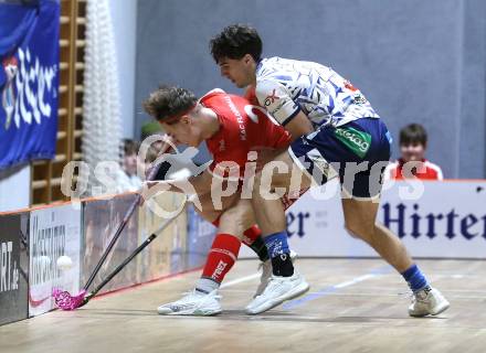 IFL Floorball.  KAC gegen VSV. Mitja Beuthe  (KAC),  David Gredler (VSV). Klagenfurt, am 10.1.2026.
Foto: Kuess
www.qspictures.net
---
pressefotos, pressefotografie, kuess, qs, qspictures, sport, bild, bilder, bilddatenbank