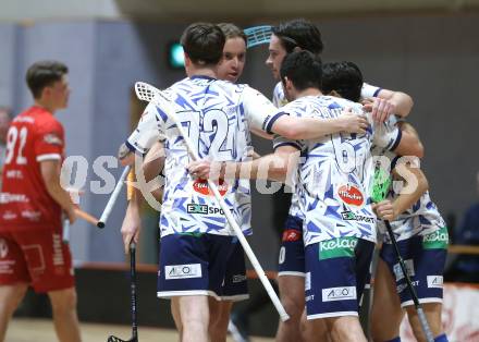 IFL Floorball.  KAC gegen VSV.   Torjubel  (VSV). Klagenfurt, am 10.1.2026.
Foto: Kuess
www.qspictures.net
---
pressefotos, pressefotografie, kuess, qs, qspictures, sport, bild, bilder, bilddatenbank