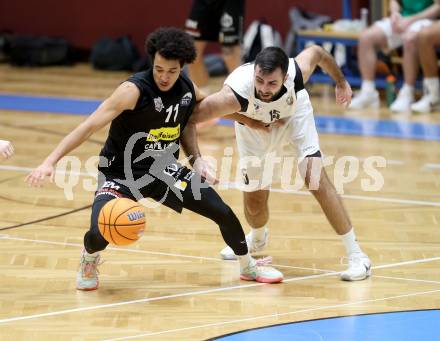 Basketball 2. Liga 2025/2026. Grunddurchgang 13. Runde.  KOS Celovec gegen BK Mattersburg Rocks.  Marin Sliskovic Heine  (KOS),  Yann Grandperret (Mattersburg). Klagenfurt, am 10.1.2026
Foto: Kuess
---
pressefotos, pressefotografie, kuess, qs, qspictures, sport, bild, bilder, bilddatenbank