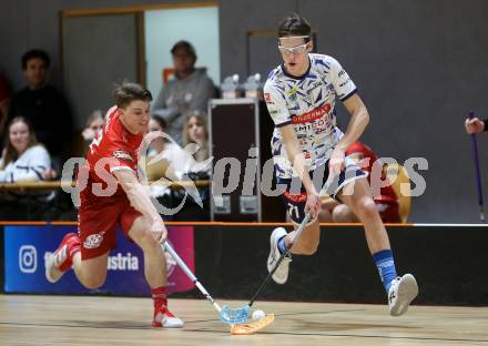 IFL Floorball.  KAC gegen VSV.  Maximilian Moertl (KAC), Leon Widnig  (VSV). Klagenfurt, am 10.1.2026.
Foto: Kuess
www.qspictures.net
---
pressefotos, pressefotografie, kuess, qs, qspictures, sport, bild, bilder, bilddatenbank