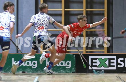 IFL Floorball.  KAC gegen VSV.  Arttu Sorri (KAC), Rok Kopavnik  (VSV). Klagenfurt, am 10.1.2026.
Foto: Kuess
www.qspictures.net
---
pressefotos, pressefotografie, kuess, qs, qspictures, sport, bild, bilder, bilddatenbank