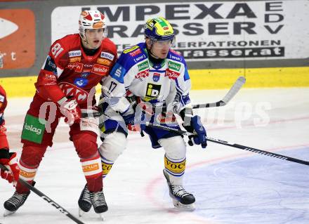 Eishockey ICE Bundesliga.  Winn2day ICE Hockey League. KAC gegen VSV. Finn Van Ee  (KAC),  Arturs Kulda  (VSV). Klagenfurt, am 27.12.2025.
Foto: Kuess
www.qspictures.net
---
pressefotos, pressefotografie, kuess, qs, qspictures, sport, bild, bilder, bilddatenbank