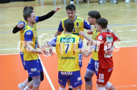 Volleyball CEV Cup.  SK Zadruga Aich/Dob gegen AKAA Volley (FIN). Jubel (Aich/Dob). Bleiburg, am 7.1.2026.
Foto: Kuess
www.qspictures.net
---
pressefotos, pressefotografie, kuess, qs, qspictures, sport, bild, bilder, bilddatenbank