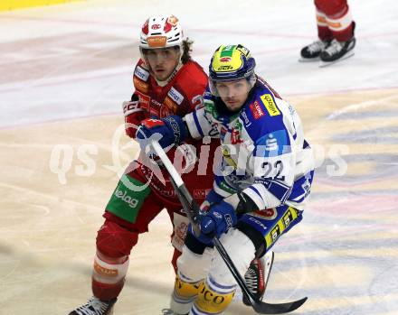 Eishockey ICE Bundesliga.  Winn2day ICE Hockey League. KAC gegen VSV.  Mario Kempe  (KAC),  Nikita Scherbak   (VSV). Klagenfurt, am 27.12.2025.
Foto: Kuess
www.qspictures.net
---
pressefotos, pressefotografie, kuess, qs, qspictures, sport, bild, bilder, bilddatenbank