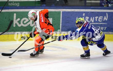 Eishockey ICE Bundesliga.  Winn2day ICE Hockey League. VSV gegen Graz99ers  Elias Wallenta (VSV),  Lukas Kainz  (Graz). Villach, am 30.12.2025.
Foto: Kuess
www.qspictures.net
---
pressefotos, pressefotografie, kuess, qs, qspictures, sport, bild, bilder, bilddatenbank