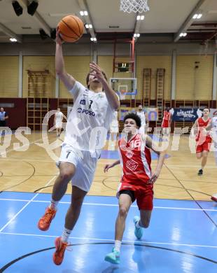 Basketball 2. Liga 2025/2026. Grunddurchgang 16. Runde.  KOS Celovec gegen Upper Austrian Ballers.  David Popp  (KOS),  Julian Wesby (Austrian Ballers). Klagenfurt, am 31.1.2026
Foto: Kuess
---
pressefotos, pressefotografie, kuess, qs, qspictures, sport, bild, bilder, bilddatenbank
