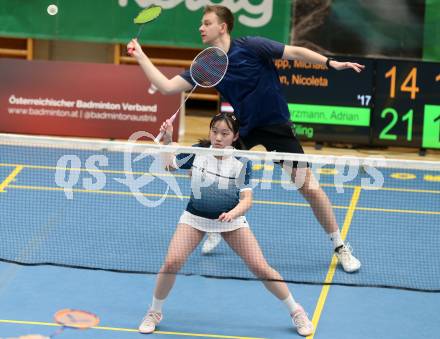Badminton. Oesterreichische Meisterschaften.  Adrian Schwarzmann, Ziling Zhan.   Klagenfurt, am 30.1.2026
Foto: Kuess
www.qspictures.net
---
pressefotos, pressefotografie, kuess, qs, qspictures, sport, bild, bilder, bilddatenbank