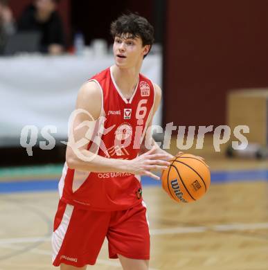 Basketball 2. Liga 2025/2026. Grunddurchgang 16. Runde.  KOS Celovec gegen Upper Austrian Ballers.  Luis Streitberger (Austrian Ballers). Klagenfurt, am 31.1.2026
Foto: Kuess
---
pressefotos, pressefotografie, kuess, qs, qspictures, sport, bild, bilder, bilddatenbank