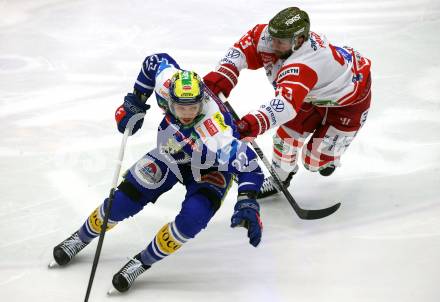 Eishockey ICE Bundesliga.  Winn2day ICE Hockey League. VSV gegen HCB Suedtirol Alperia  Nikita Scherbak (VSV),  Luca Frigo  (Bozen). Villach, am 28.12.2025.
Foto: Kuess
www.qspictures.net
---
pressefotos, pressefotografie, kuess, qs, qspictures, sport, bild, bilder, bilddatenbank