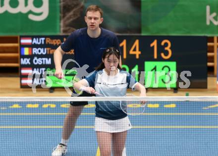 Badminton. Oesterreichische Meisterschaften.  Adrian Schwarzmann, Ziling Zhan.   Klagenfurt, am 30.1.2026
Foto: Kuess
www.qspictures.net
---
pressefotos, pressefotografie, kuess, qs, qspictures, sport, bild, bilder, bilddatenbank