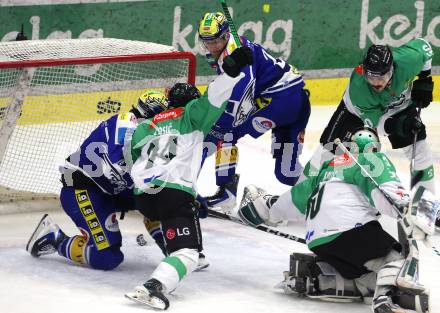 Eishockey ICE Bundesliga.  Winn2day ICE Hockey League. VSV gegen Olimpija Ljubljana.  Guus Van Nes, Kevin Hancock  (VSV), Luka Kolin (Laibach). . Klagenfurt, am 1.2..2026
Foto: Kuess
www.qspictures.net
---
pressefotos, pressefotografie, kuess, qs, qspictures, sport, bild, bilder, bilddatenbank