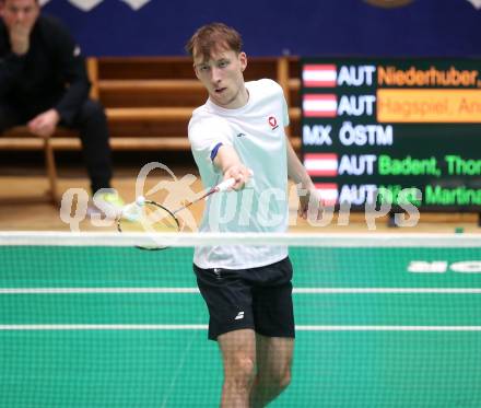 Badminton. Oesterreichische Meisterschaften.  Kai Niederhuber    Klagenfurt, am 30.1.2026
Foto: Kuess
www.qspictures.net
---
pressefotos, pressefotografie, kuess, qs, qspictures, sport, bild, bilder, bilddatenbank
