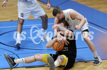 Basketball 2. Liga 2025/2026. Grunddurchgang 17. Runde.  KOS Celovec gegen Union Deutsch Wagram Alligators.  Jernej Andolsek Heine  (KOS),  Vitalii Shorstkiy (UDW Alligators). Klagenfurt, am 7.2.2026
Foto: Kuess
---
pressefotos, pressefotografie, kuess, qs, qspictures, sport, bild, bilder, bilddatenbank