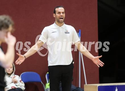 Basketball 2. Liga 2025/2026. Grunddurchgang 17. Runde.  KOS Celovec gegen Union Deutsch Wagram Alligators.  Trainer Dalibor Cevriz  (KOS),   Klagenfurt, am 7.2.2026
Foto: Kuess
---
pressefotos, pressefotografie, kuess, qs, qspictures, sport, bild, bilder, bilddatenbank