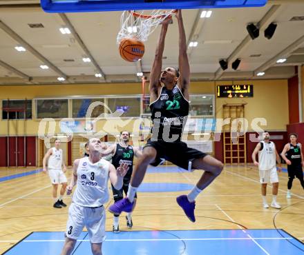 Basketball 2. Liga 2025/2026. Grunddurchgang 17. Runde.  KOS Celovec gegen Union Deutsch Wagram Alligators. Jernej Andolsek Heine    (KOS),  Philip Konate (UDW Alligators). Klagenfurt, am 7.2.2026
Foto: Kuess
---
pressefotos, pressefotografie, kuess, qs, qspictures, sport, bild, bilder, bilddatenbank