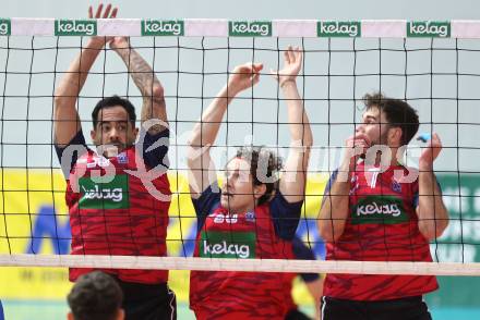 Volleyball.  Austrian Volley League Men.  VBK Kelag Woerther-See-Loewen Klagenfurt gegen SK Zadruga Aich/Dob.   Leonardo PLAZA GANDINI, Jonas Emanuel HOLZINGER, Felix Alexander PONTASCH  (Woerthersee-Loewen),. Klagenfurt, am 31.1.2026.
Foto: Kuess
www.qspictures.net
---
pressefotos, pressefotografie, kuess, qs, qspictures, sport, bild, bilder, bilddatenbank