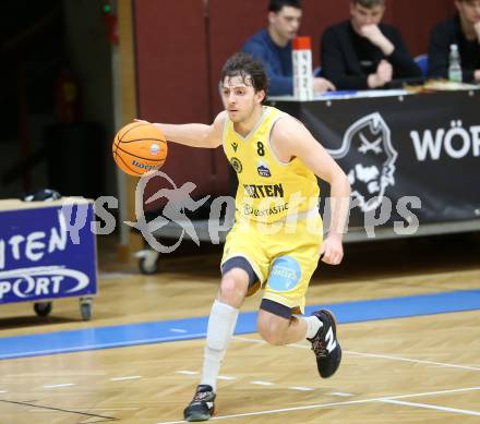 Basketball 2. Liga 2025/2026. Grunddurchgang 18. Runde.  Woerthersee Piraten gegen Future Team Steiermark.  Elias Podany  (Piraten),  Klagenfurt, am 14.2.2026
Foto: Kuess
---
pressefotos, pressefotografie, kuess, qs, qspictures, sport, bild, bilder, bilddatenbank