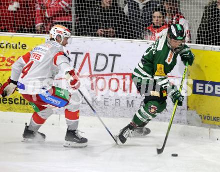 Eishockey Charity Spiel.  KAC gegen VST Adler Voelkermarkt.  Joshua Teves (KAC),  Kautschitsch Mattia  (Voelkermarkt).
Voelkermarkt, 14.2.2026.
Foto: Kuess
www.qspictures.net
---
pressefotos, pressefotografie, kuess, qs, qspictures, sport, bild, bilder, bilddatenbank