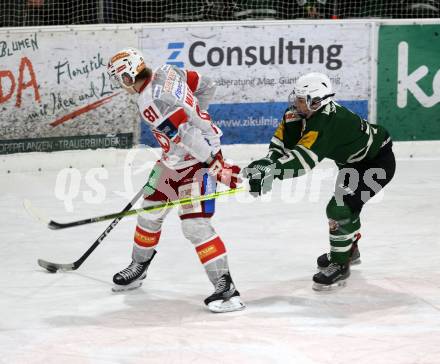 Eishockey Charity Spiel.  KAC gegen VST Adler Voelkermarkt.  Finn van Ee (KAC), Salzmann Konstantin   (Voelkermarkt).
Voelkermarkt, 14.2.2026.
Foto: Kuess
www.qspictures.net
---
pressefotos, pressefotografie, kuess, qs, qspictures, sport, bild, bilder, bilddatenbank
