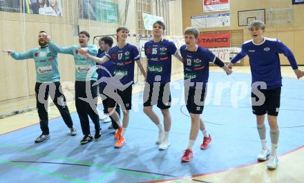 Handball Bundesliga. HLA. SC Ferlach gegen Hard.  Jubel  (SCF),   (Hard.  Ferlach, am 14.2.2026.
Foto: Kuess
www.qspictures.net
---
pressefotos, pressefotografie, kuess, qs, qspictures, sport, bild, bilder, bilddatenbank
