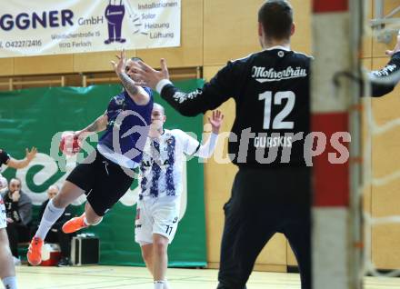Handball Bundesliga. HLA. SC Ferlach gegen Hard.  Adrian Milicevic (SCF), Lukas Gurskis  (Hard.  Ferlach, am 14.2.2026.
Foto: Kuess
www.qspictures.net
---
pressefotos, pressefotografie, kuess, qs, qspictures, sport, bild, bilder, bilddatenbank