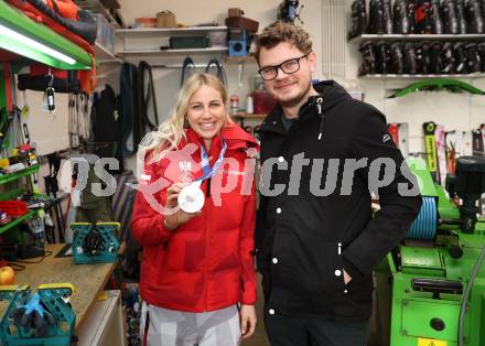 Snowboard. Empfang Silbermedaillengewinnerin bei Olympia Sabine Payer.  Sabine Payer, Stefan Plieschnig. Simonhoehe,  am 15.2.2026.
Foto: Kuess
www.qspictures.net
---
pressefotos, pressefotografie, kuess, qs, qspictures, sport, bild, bilder, bilddatenbank