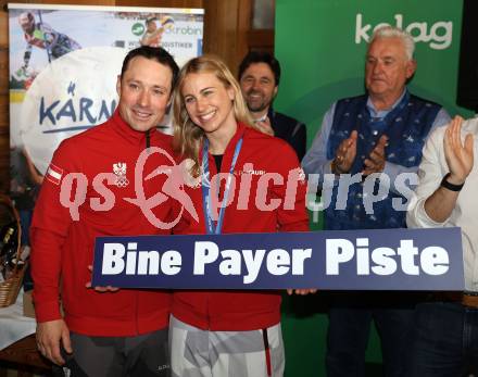Snowboard. Empfang Silbermedaillengewinnerin bei Olympia Sabine Payer.  Alex Payer, Sabine Payer, . Simonhoehe,  am 15.2.2026.
Foto: Kuess
www.qspictures.net
---
pressefotos, pressefotografie, kuess, qs, qspictures, sport, bild, bilder, bilddatenbank