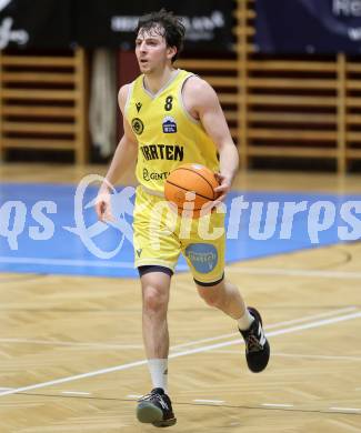 Basketball 2. Liga 2025/2026. Grunddurchgang 19. Runde.  Woerthersee Piraten gegen Dornbirn Lions.  Elias Podany  (Piraten),  Klagenfurt, am 21.2.2026
Foto: Kuess
---
pressefotos, pressefotografie, kuess, qs, qspictures, sport, bild, bilder, bilddatenbank