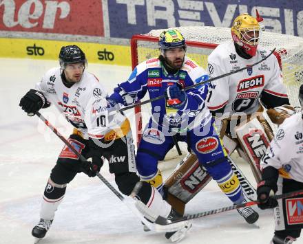 Eishockey ICE Bundesliga.  Winn2day ICE Hockey League. VSV gegen Pioneers Vorarlberg.  Joel Teasdale  (VSV),  Roni Allen, David Madlener   (Vorarlberg). Villach, am 22.2.2026.
Foto: Kuess
www.qspictures.net
---
pressefotos, pressefotografie, kuess, qs, qspictures, sport, bild, bilder, bilddatenbank