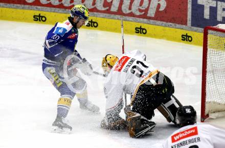 Eishockey ICE Bundesliga.  Winn2day ICE Hockey League. VSV gegen Pioneers Vorarlberg.   Elias Wallenta  (VSV), David Madlener    (Vorarlberg). Villach, am 22.2.2026.
Foto: Kuess
www.qspictures.net
---
pressefotos, pressefotografie, kuess, qs, qspictures, sport, bild, bilder, bilddatenbank